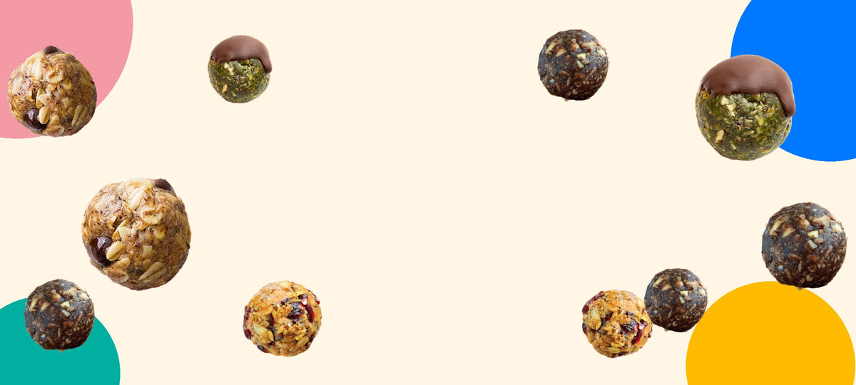 Fidmi energy balls on a cream background