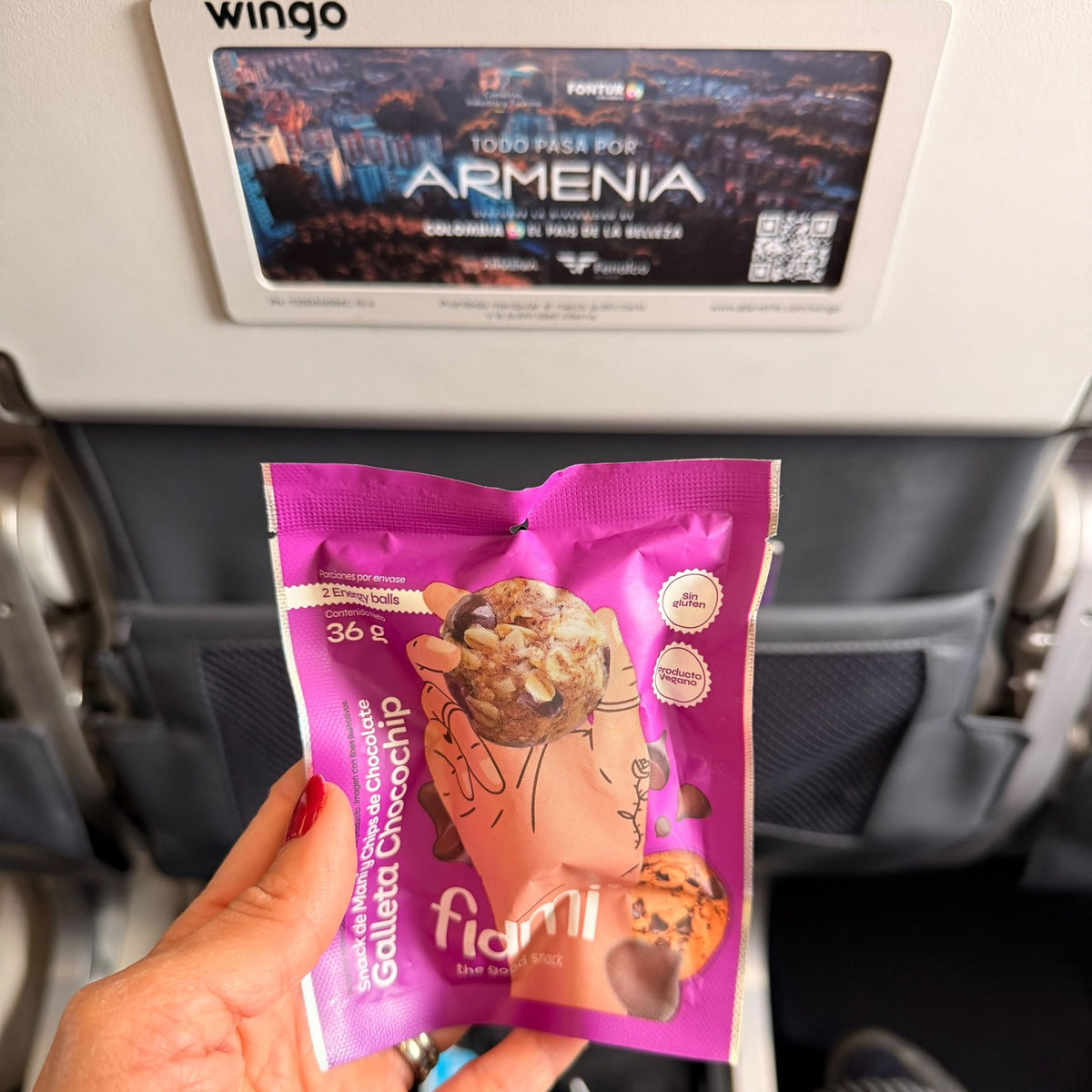A Fidmi pack on a flight