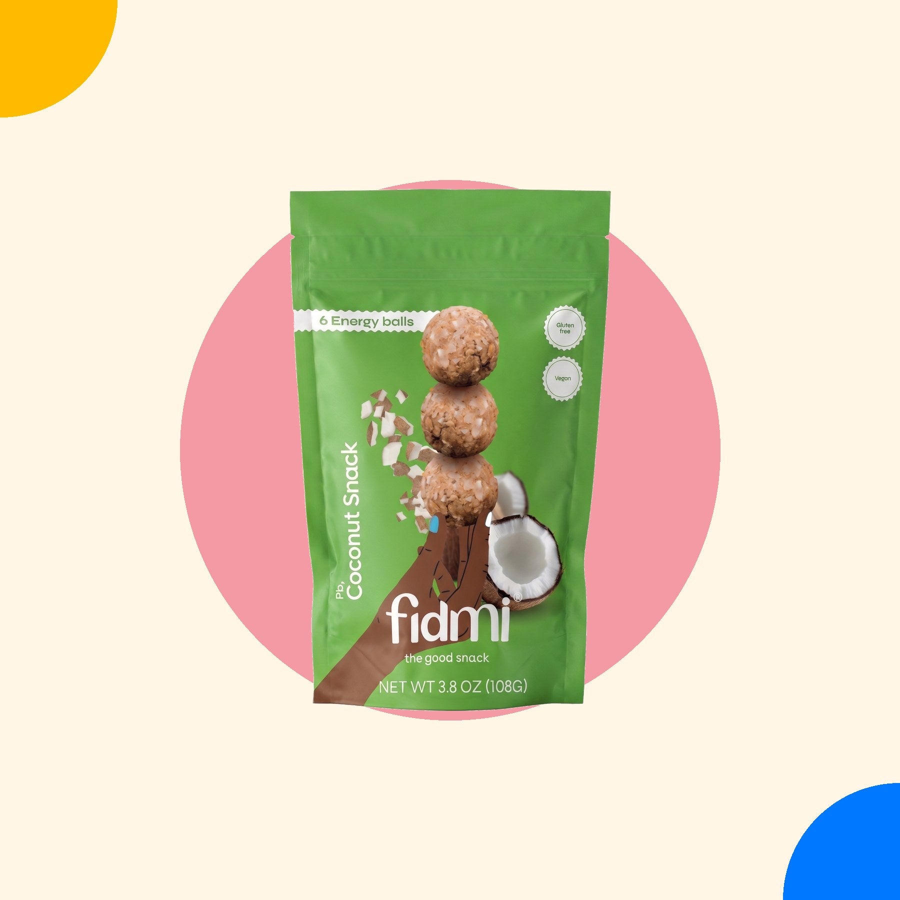 Fidmi Coconut sharepack on a pink disc