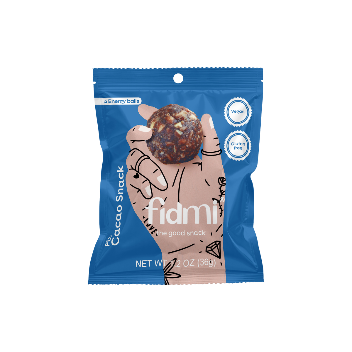 Fidmi PB Snack Cacao 36g personal pack, front of pouch