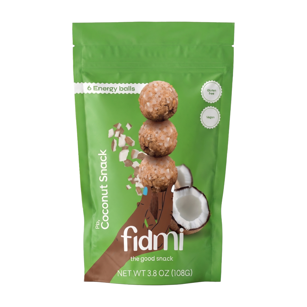 Fidmi PB Snack Coconut 108g sharepack, front of pouch