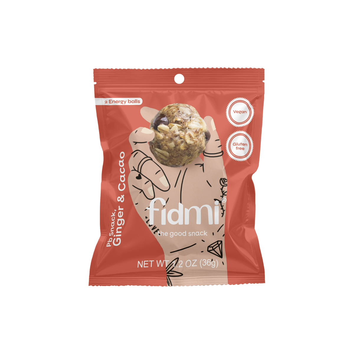 Fidmi PB Snack Ginger 36g personal pack, front of pouch